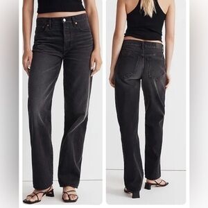 Madewell Low Slung Straight Button Fly Jeans Black Kent Wash 25 0 NWT